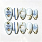 Press-On Nail Set Winter Designs Easy Application