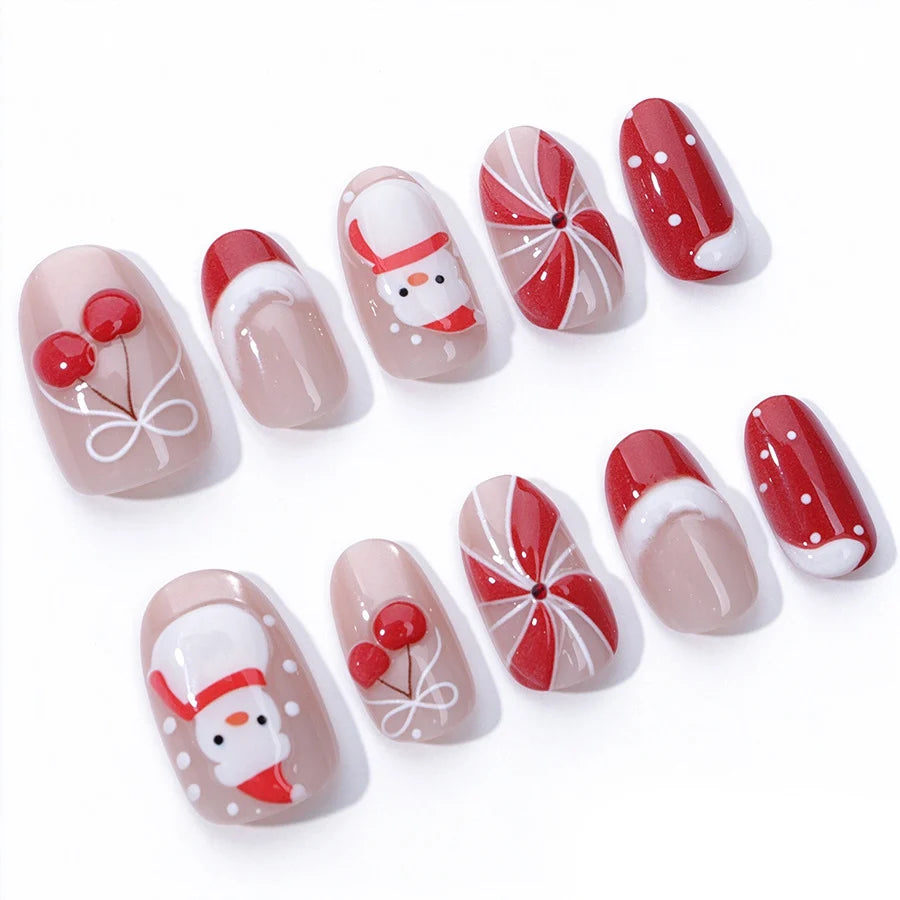 Press-On Nails Christmas Designs Glue-Free & Multiple Sizes
