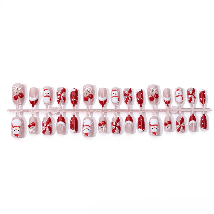 Press-On Nails Christmas Designs Glue-Free & Multiple Sizes