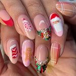 Press-On Nails Christmas Glitter Easy Application