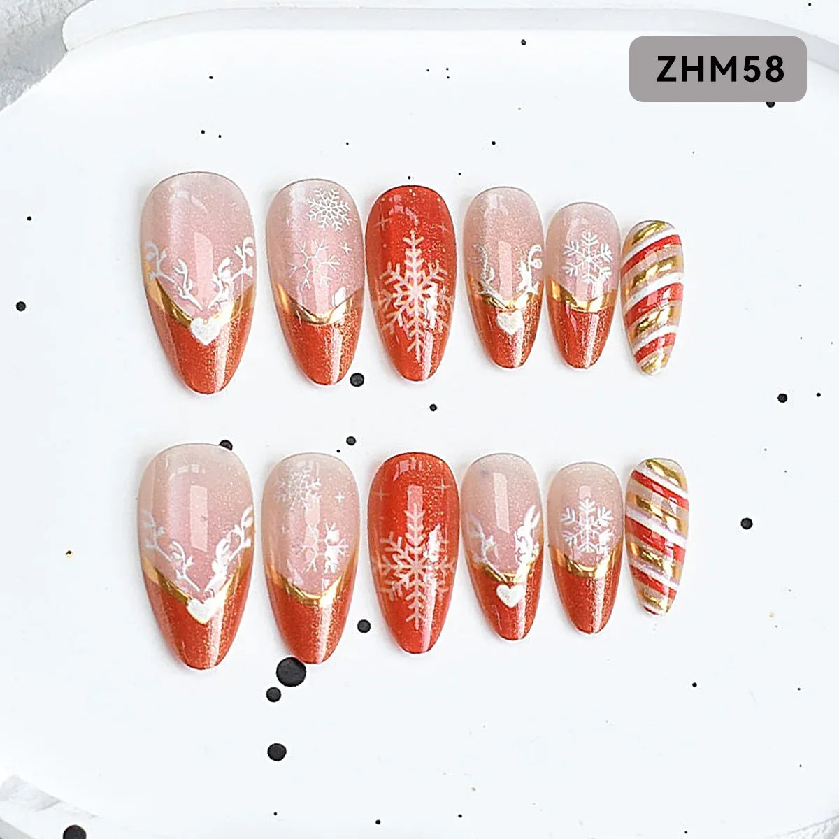 Press-On Nails Festive Holiday Designs Flexible Fit & Long-Lasting