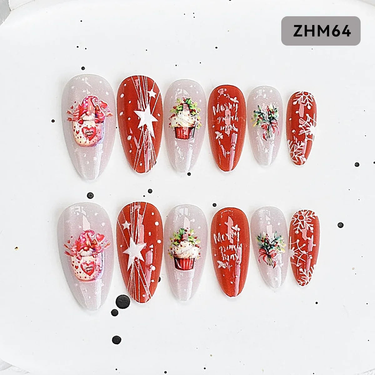 Press-On Nails Festive Holiday Designs Flexible Fit & Long-Lasting