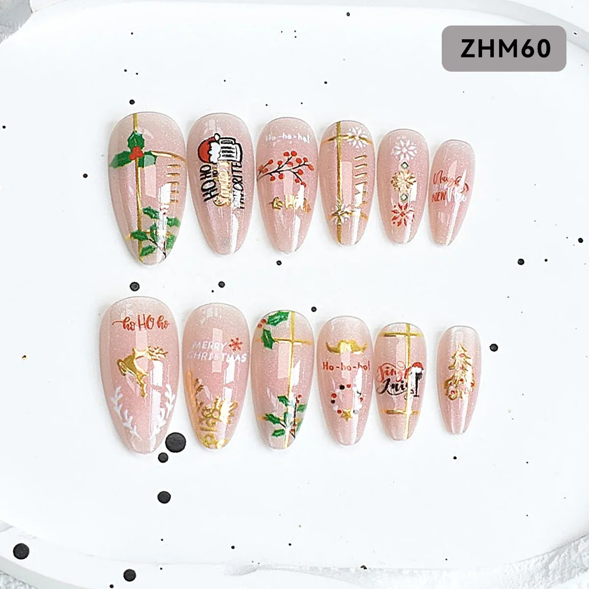 Press-On Nails Festive Holiday Designs Flexible Fit & Long-Lasting