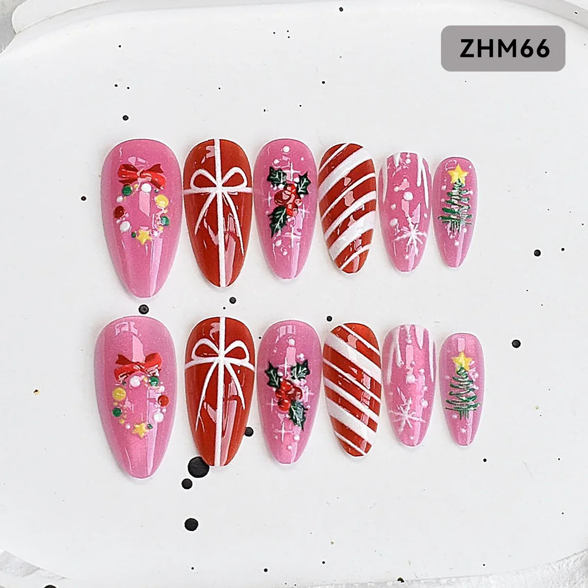 Press-On Nails Festive Holiday Designs Flexible Fit & Long-Lasting