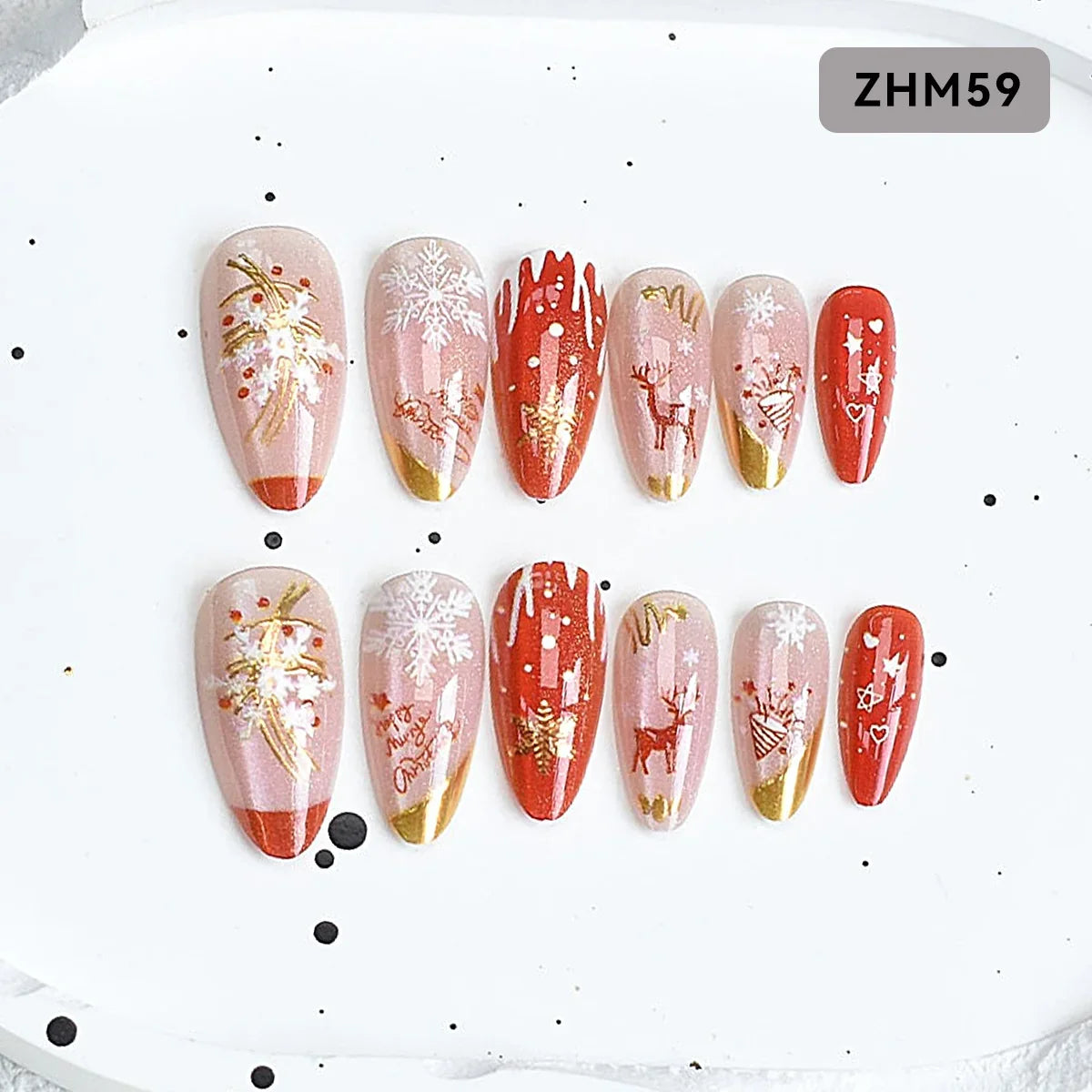 Press-On Nails Festive Holiday Designs Flexible Fit & Long-Lasting
