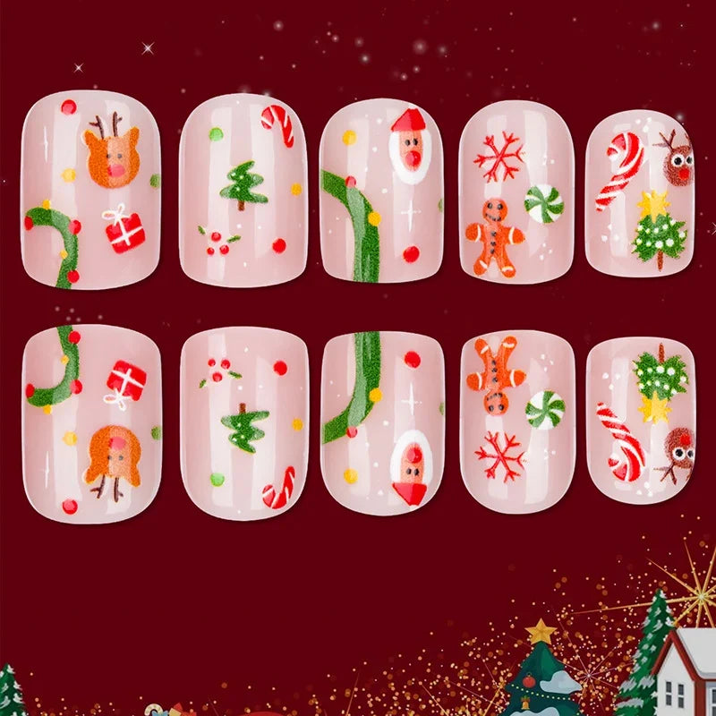 Press-On Nails Festive Holiday Strong Adhesive & Long-Lasting Wear