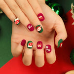 Press-On Nails Festive Santa & Snowflake Blue Glue-On