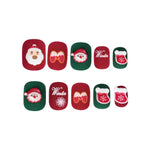 Press-On Nails Festive Santa & Snowflake Blue Glue-On