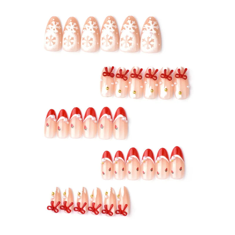 Press-On Nails Festive Snowflake & Bow Peel-And-Press