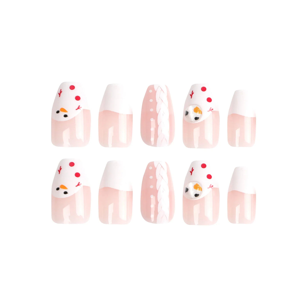 Press-On Nails Festive Snowman Design Self-Adhesive & Seamless Fit