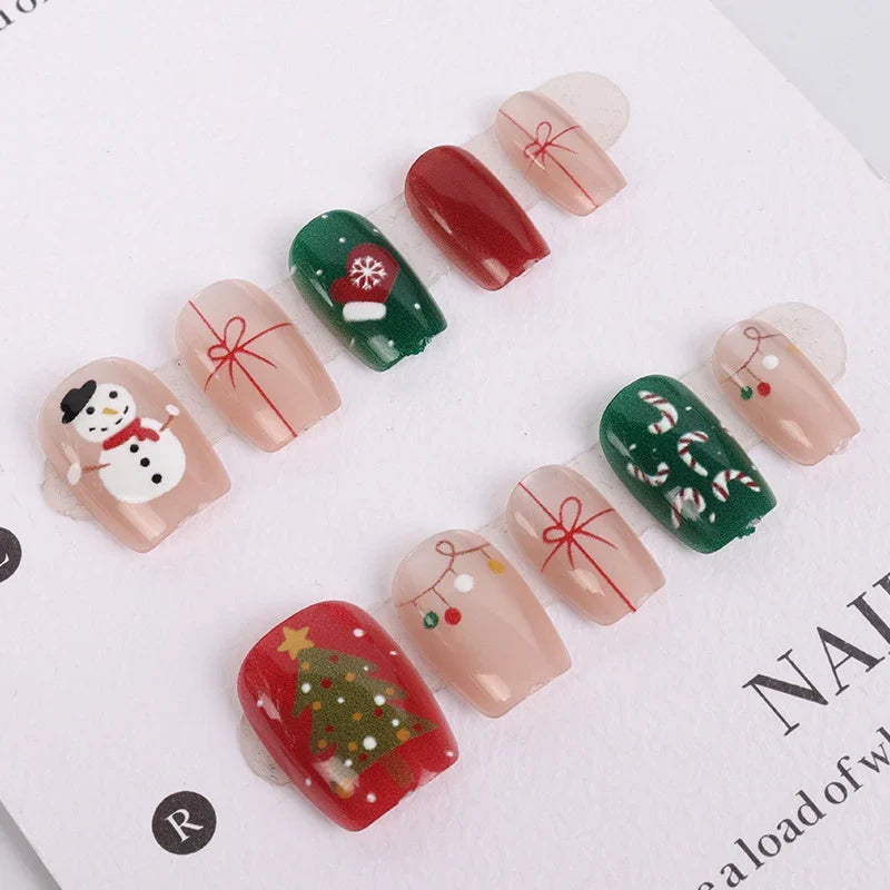 Press-On Nails Handmade Holiday Designs Easy Adhesive