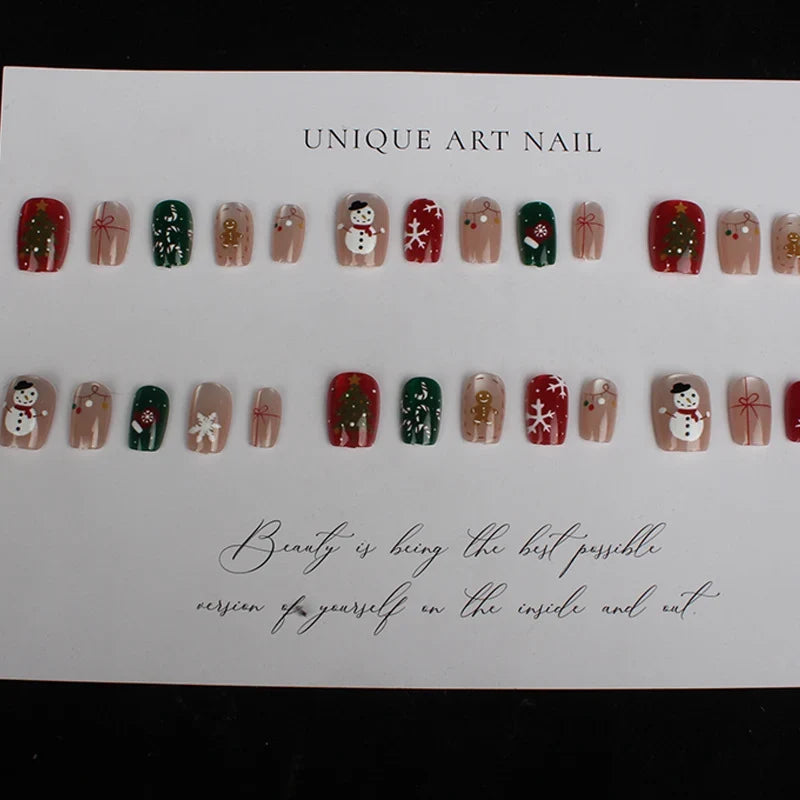 Press-On Nails Handmade Holiday Designs Easy Adhesive