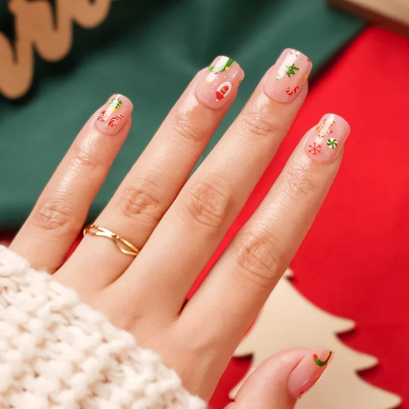 Press-On Nails Holiday Designs Gel Finish & Strong Adhesive