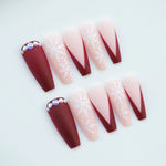 Press-On Nails Holiday Snowflake Quick Application & Long-Lasting Wear