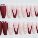 Press-On Nails Holiday Snowflake Quick Application & Long-Lasting Wear