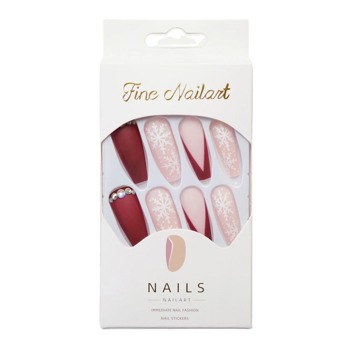 Press-On Nails Holiday Snowflake Quick Application & Long-Lasting Wear