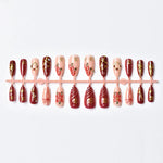 Press-On Nails Poinsettia Floral & Metallic Peel-And-Stick
