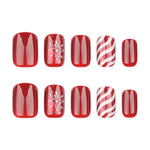 Press-On Nails Self-Adhesive Holiday Deep Red Set Of 24
