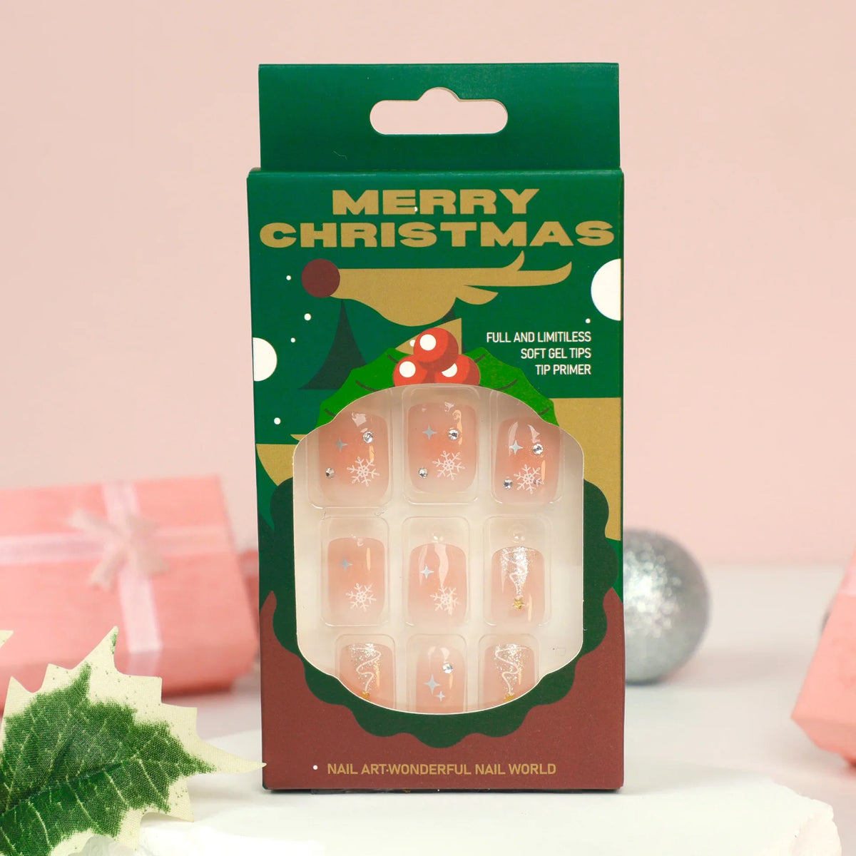 Press-On Nails Self-Adhesive Lightweight Christmas Snowflake & Star