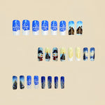 Press-On Nails Winter Snowflake Designs Peel-And-Stick Long-Lasting Shine