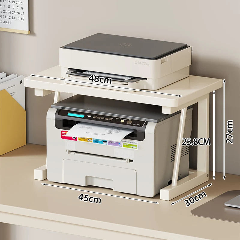 Printer and Monitor Stand Wood-Look Top Open Storage