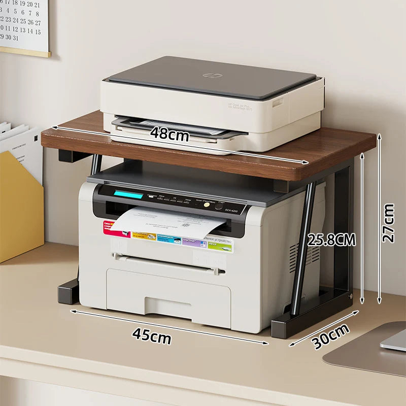 Printer and Monitor Stand Wood-Look Top Open Storage