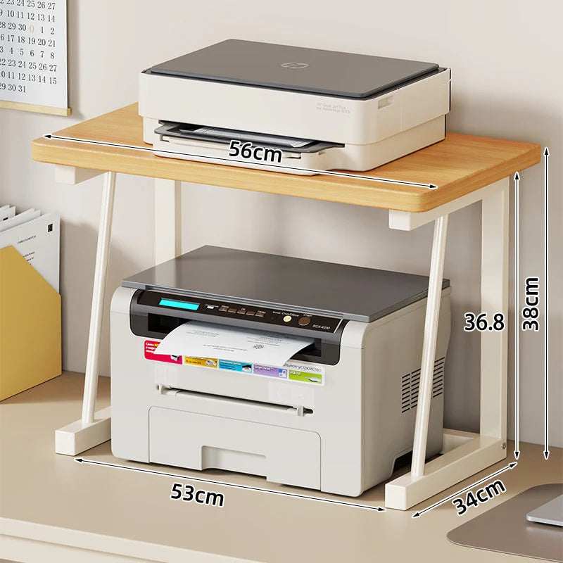 Printer and Monitor Stand Wood-Look Top Open Storage