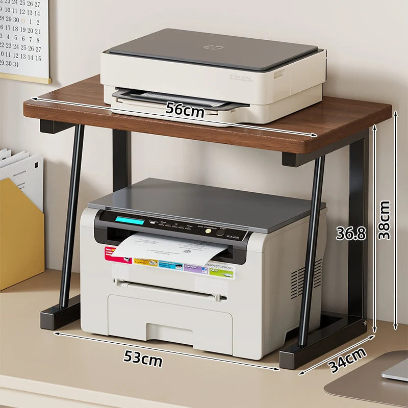 Printer and Monitor Stand Wood-Look Top Open Storage