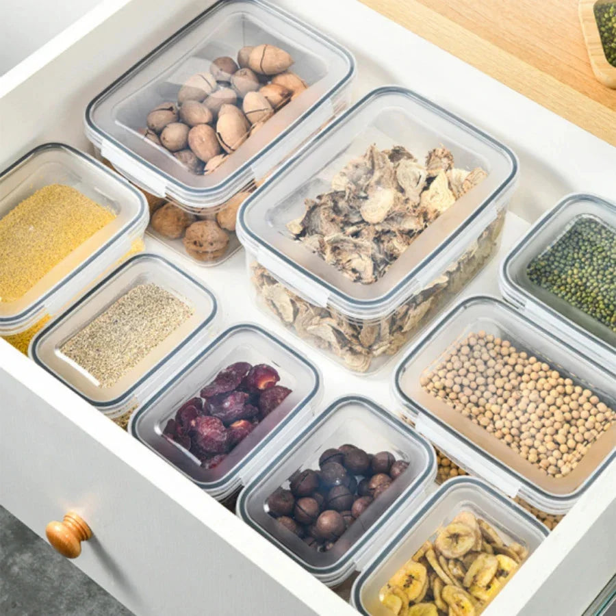 Produce Storage Container Built-In Drain Basket Fridge Organizer