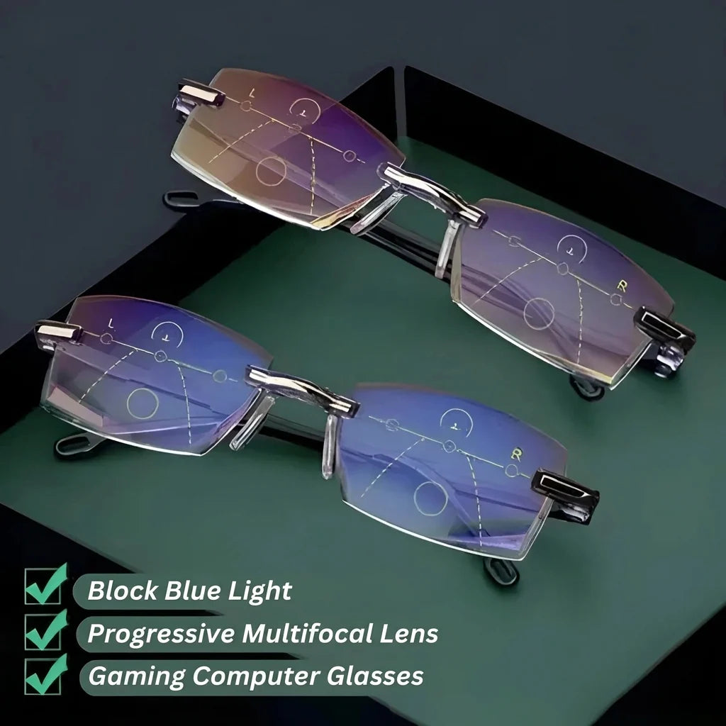 Progressive Glasses Blue Light Filter UV400 Protection Anti-Glare Coating