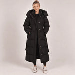 Puffer Coat Longline Hooded Adjustable Waist Belt