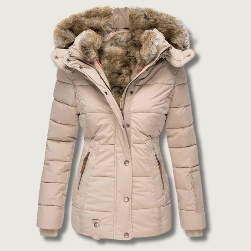 Puffer Coat Quilted Insulation Faux Fur Lined Hood