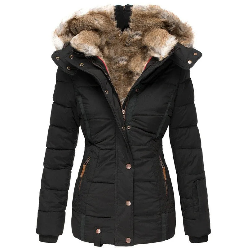 Puffer Coat Quilted Insulation Faux Fur Lined Hood