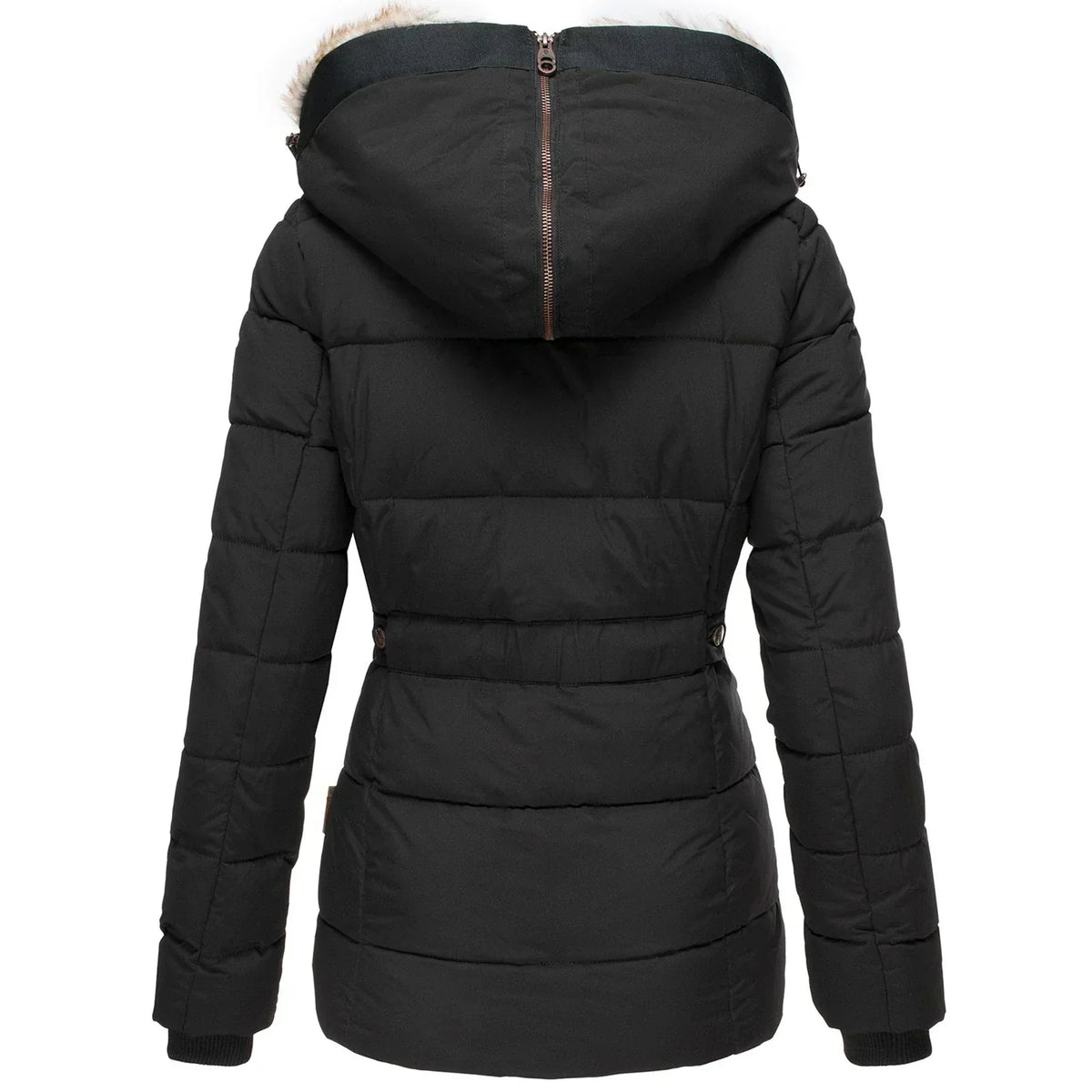 Puffer Coat Quilted Insulation Faux Fur Lined Hood