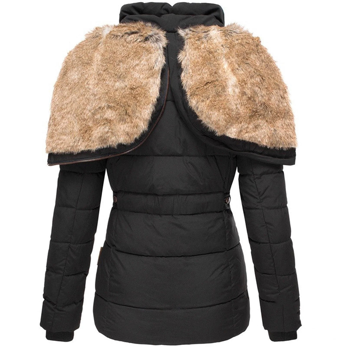 Puffer Coat Quilted Insulation Faux Fur Lined Hood