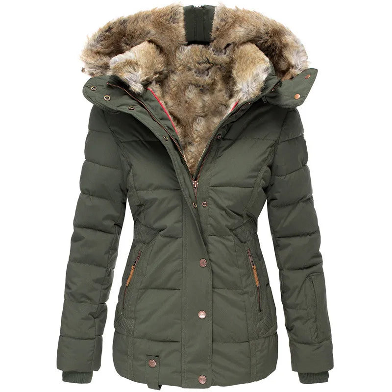 Puffer Coat Quilted Insulation Faux Fur Lined Hood
