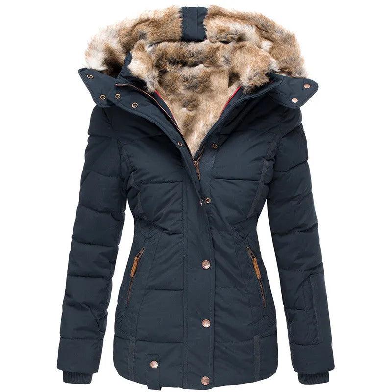Puffer Coat Quilted Insulation Faux Fur Lined Hood