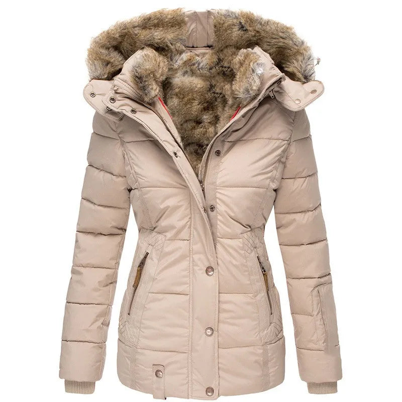 Puffer Coat Quilted Insulation Faux Fur Lined Hood