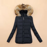 Puffer Jacket Quilted Faux Fur Hood Cropped