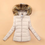 Puffer Jacket Quilted Faux Fur Hood Cropped