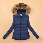 Puffer Jacket Quilted Faux Fur Hood Cropped