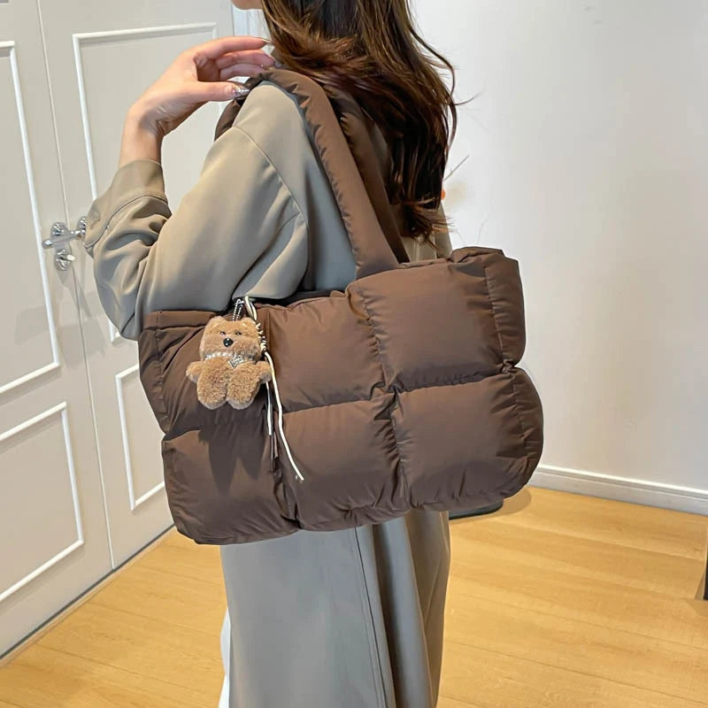 Puffer Tote Bag Lightweight Spacious Adjustable Handles