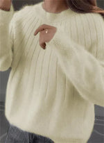 Pullover Sweater Breathable Natural Fiber Knit Hip Length