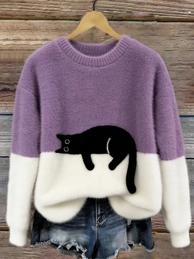 Pullover Sweater Playful Pattern Relaxed Fit