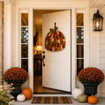 Pumpkin Door Hanger 3D Patchwork Fabric Optional LED Lights