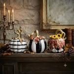 Pumpkin Statue Resin Black & White Tabletop Decor
