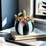 Pumpkin Statue Resin Black & White Tabletop Decor