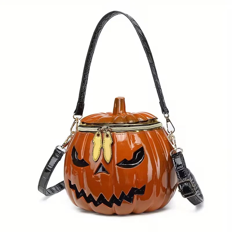 Pumpkin Treat Bag Detachable Shoulder Strap Two-Way Zipper