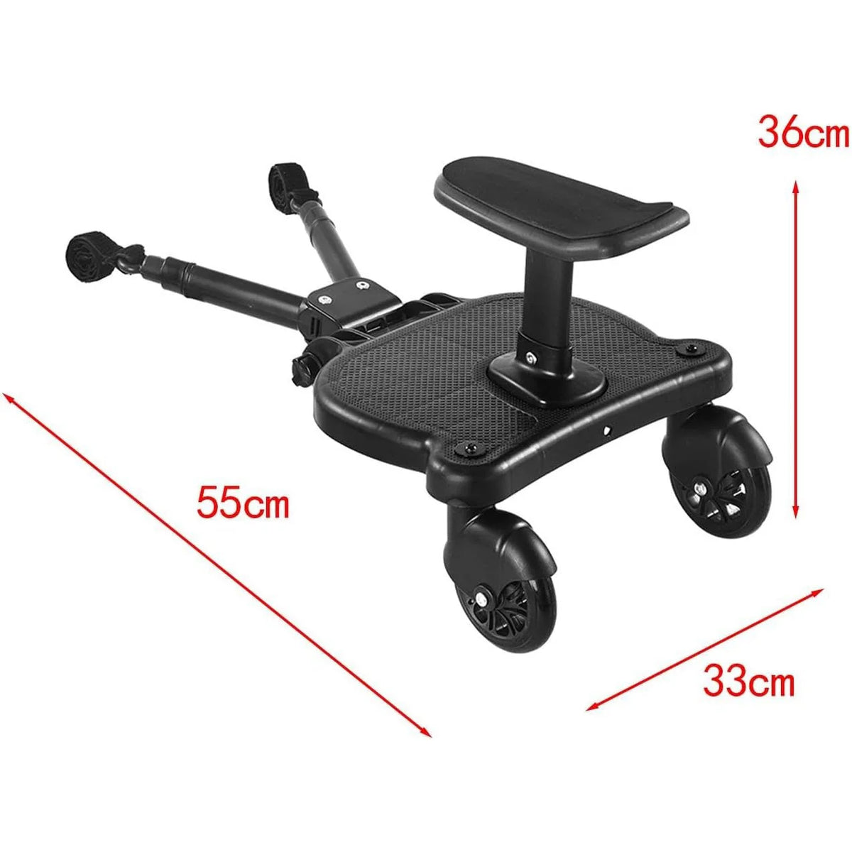 Pushchair Board Seat And Stand 360° Wheels
