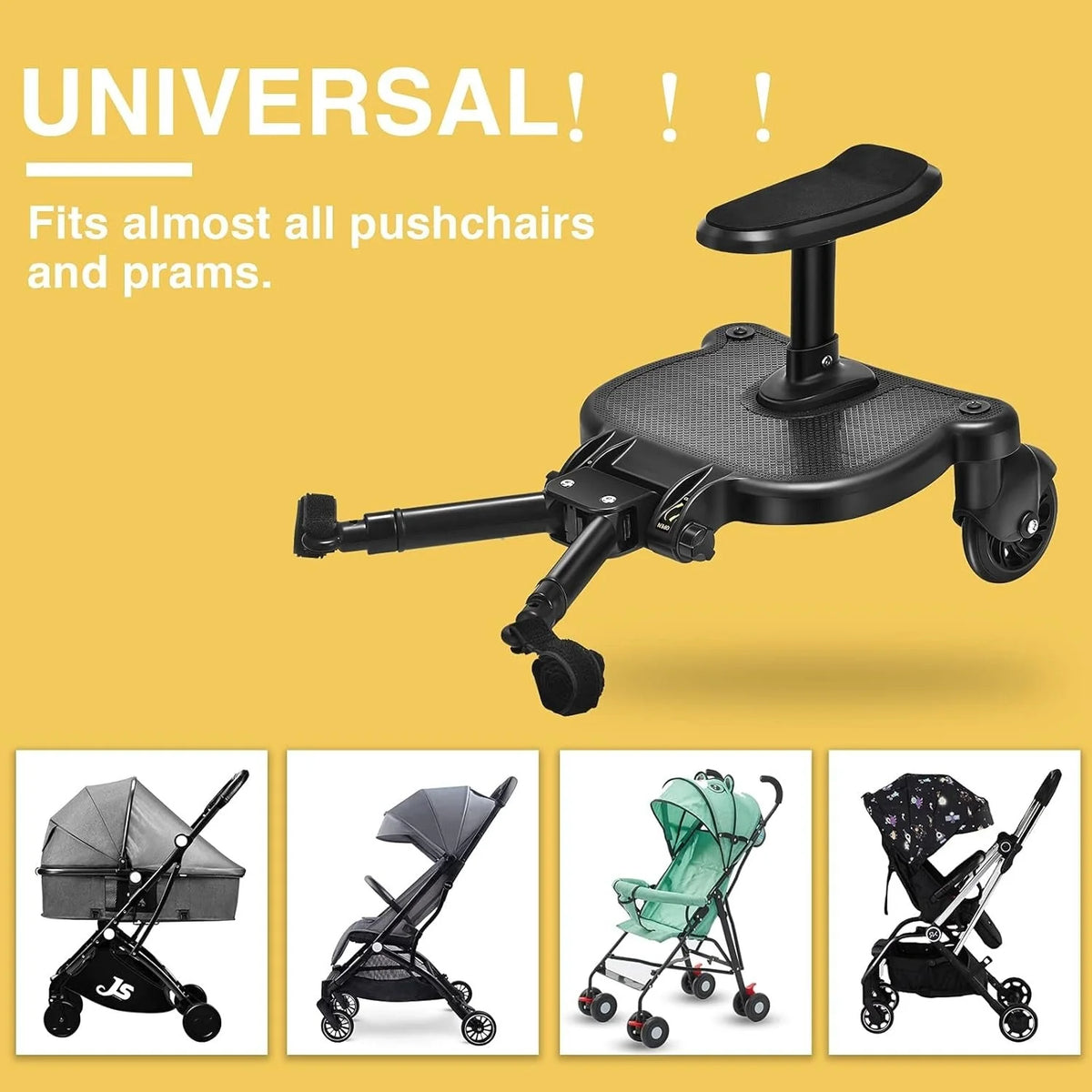 Pushchair Board Seat And Stand 360° Wheels
